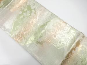 未使用品　亀甲に草花模様織り出し　袋帯